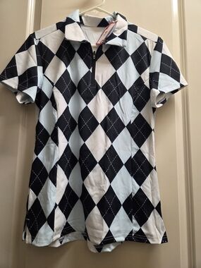 🍍Argyle Zip Polo